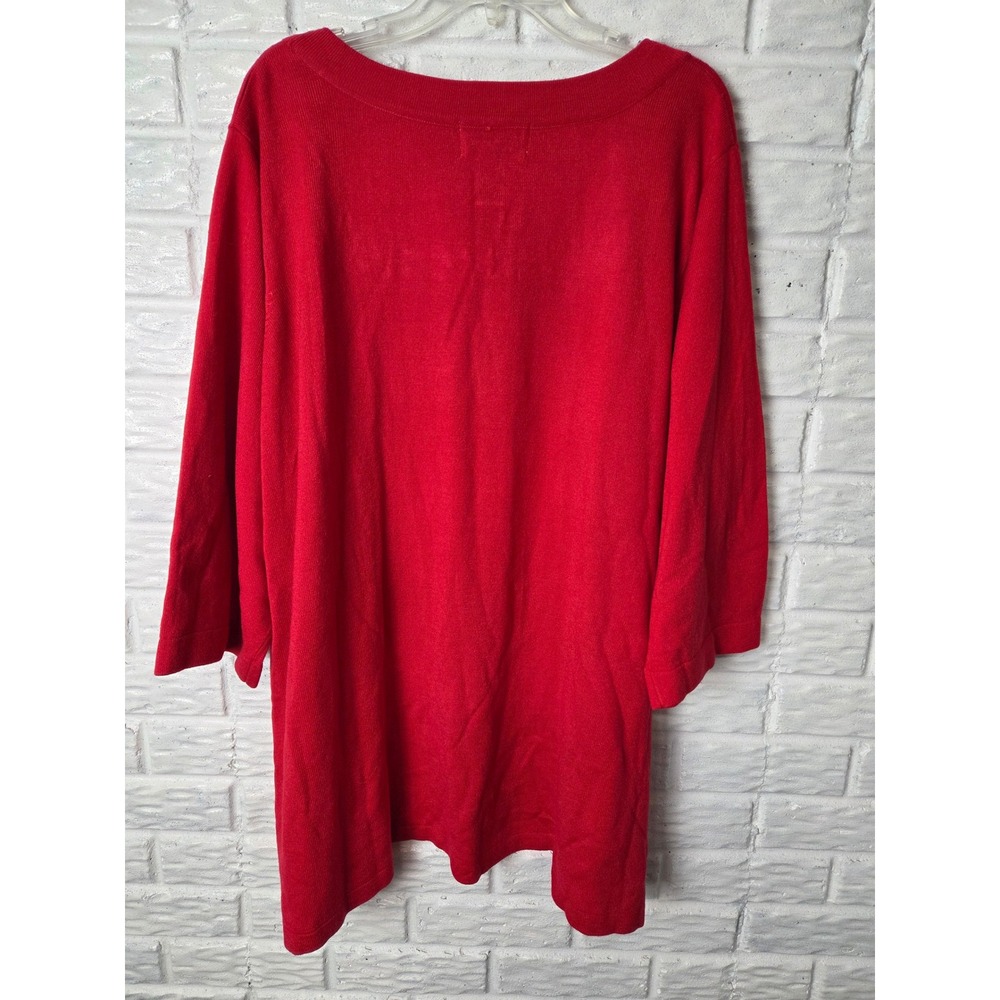 Women's 5X C.D. Daniels lightweight sweater Red rhinestone gems 3/4 sleeve NWT - Picture 4 of 9